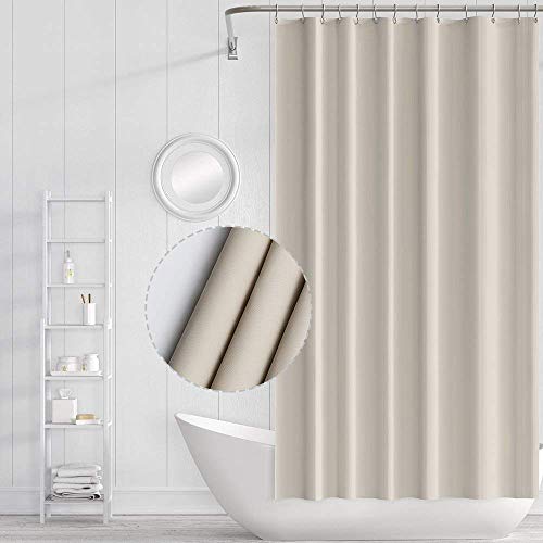 Funria Duschvorhang Beige 180x180 cm Eva Badevorhang Anti-schimmel Wasserdicht Badezimmer Vorhänge mit 12 Duschvorhangringe Duschvorhang Creme für Badewanne von Funria