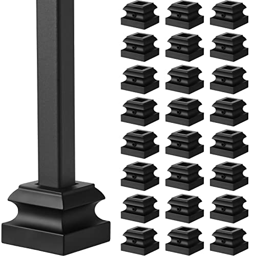 Eisen Baluster Schuhe Schwarz Quadratisch Baluster Schmiede Baluster für Treppe Innenraum Flache Schuhe mit Schraube zur Verwendung mit 1/2 Zoll Treppenhaus Balustern, 24er Set (Satin Schwarz) von Funrous