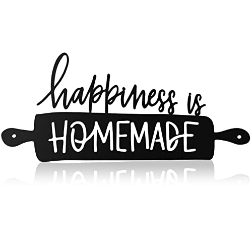 Küchen-Wandkunst-Dekoration, Metallschild, Aufschrift "Happiness Is Homemade Rustikale Bauernhaus", Küchendekoration, Wanddekoration, Schilder und Plaketten für Zuhause, Outdoor, 34x16 cm von Funrous