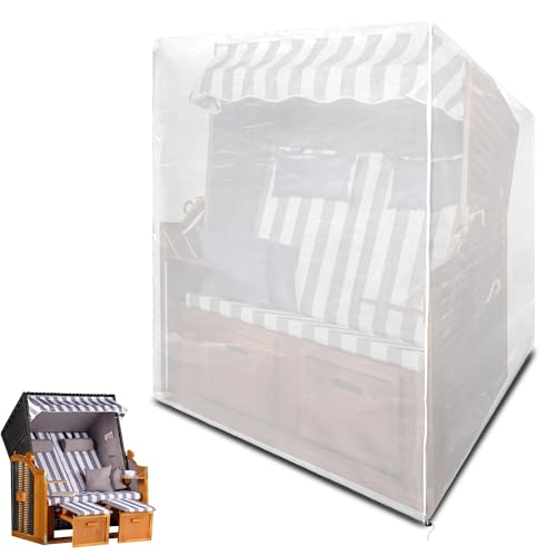 Funshot Strandkorb Schutzhülle Winterfest, 125x90x165/135cm - Strandkorbhülle Winterfest, Strandkorb Abdeckung, Schutzhülle Strandkorb Wasserdicht Winddicht,Outdoor Furniture Cover, Transparent von Funshot
