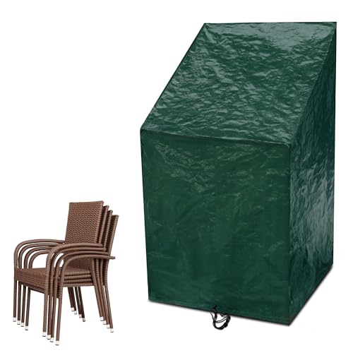Funshot Gartenstühle Abdeckung Wasserdicht,Schutzhülle für Gartenstühle,Winddicht ,UV-Beständig,Gartenstuhl Abdeckplane für Stapelstühle Hochlehner Reclin Chair Cover,65x65x80/120cm von Funshot