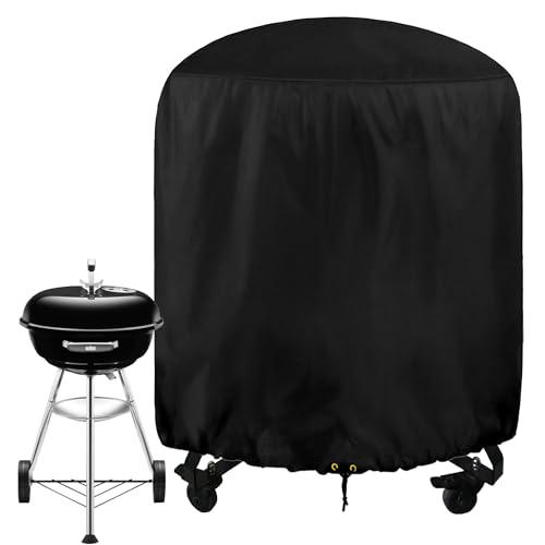 Funshot Grillabdeckung für Ø 73cm Holzkohlegrill Kugelgrill Abdeckung,420D Oxford-Stoff Runder Grill Abdeckung wasserdichte UV-Beständig,Grill Abdeckhaube, Ø73x71cm von Funshot