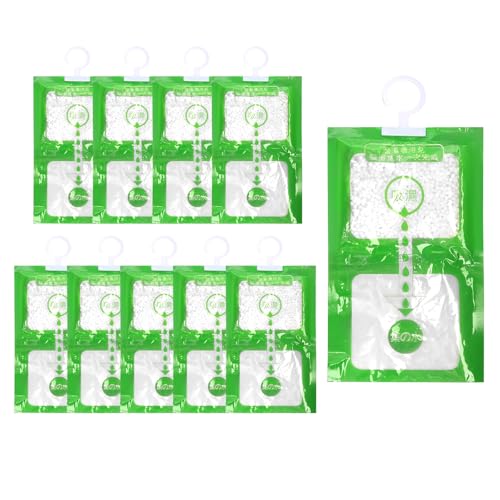 10 Pack Hängender Luftentfeuchter Beutel, 80g Entfeuchter Schrank Moisture Absorber Einweg Schrank Entfeuchter Feuchtigkeits Beutel für Kleiderschrank, Bücherregal Feuchtigkeit, Schimmel von Funtery