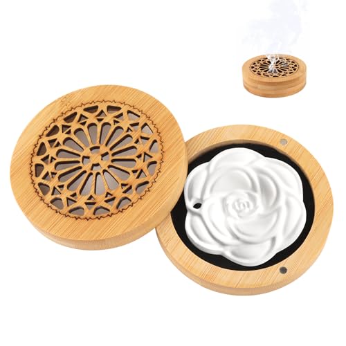 Duftstein für Ätherische Öle, Diffuser Aroma Diffuser mit Hölzerner Räucherkiste Diffuser Ätherische Öle Duftstein Aroma Diffuser für Aromatherapie in Schlafzimmer, Badezimmer, Büro und Auto (1) von Funtery