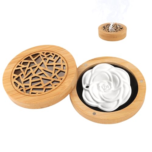 Duftstein für Ätherische Öle, Diffuser Aroma Diffuser mit Hölzerner Räucherkiste Diffuser Ätherische Öle Duftstein Aroma Diffuser für Aromatherapie in Schlafzimmer, Badezimmer, Büro und Auto (2) von Funtery