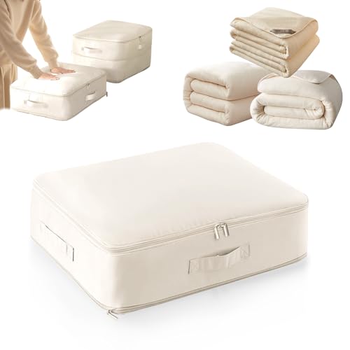 Ultra Platzsparender Selbstkomprimierender Organizer, Neuest Komprimierender Beutel,Bewegliche Organizertaschen für bettdecken,Selbstkomprimierender Organizer für Bettdecken, Kleidung, Decken (Beige) von Funtery