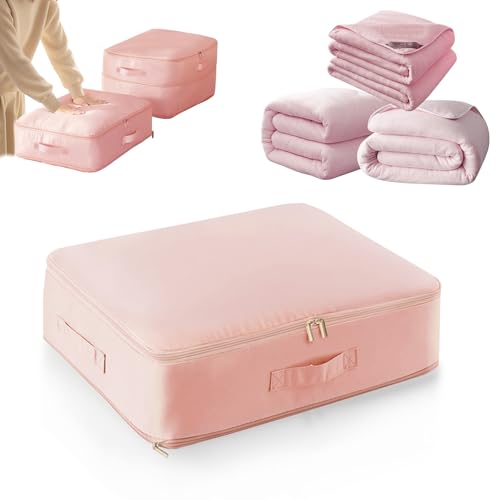 Ultra Platzsparender Selbstkomprimierender Organizer, Neuest Komprimierender Beutel,Bewegliche Organizertaschen für bettdecken,Selbstkomprimierender Organizer für Bettdecken, Kleidung, Decken (Rosa) von Funtery