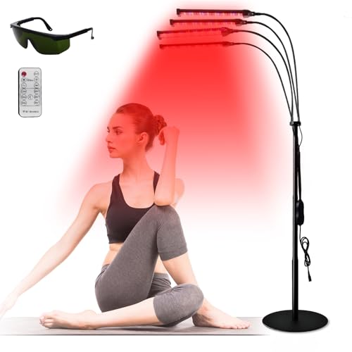 Funthy Rotlichtlampe mit Ständer, 630NM & 660NM & 850NM & 940 NM Rotlicht Infrarotlampe mit Timer, 192LEDs Rotlicht 4 Köpfe Rotlicht Infrarotlampe Funthy Rotlichtlampe mit Ständer, 630NM & 660NM & 850NM & 940 NM Rotlicht Infrarotlampe mit Timer, 192LEDs Rotlicht 4 Köpfe Rotlicht Infrarotlampe von Funthy