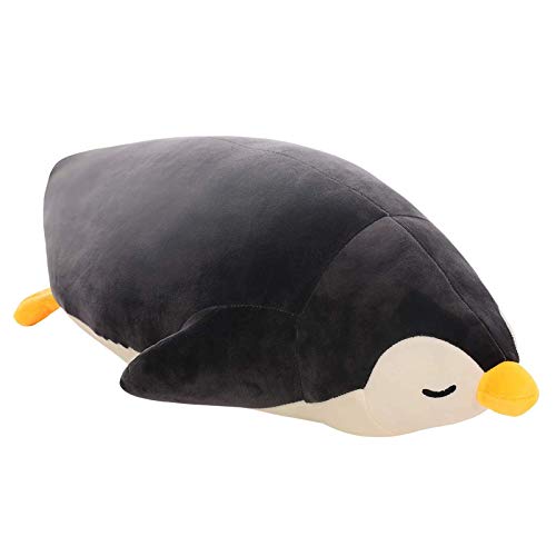 Funthy Stofftiere Plüschkissen, Netter Pinguin Seitenschläferkissen, Plüschtiere Stillkissen Lagerungskissen Kuscheltier Schlafkissen für Kinder Dekoration Extrem Weich 35x17x15CM-Schwarz von Funthy