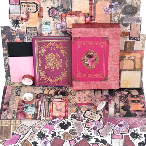 Funto Scrapbooking-Set (185 Teile), Mittelalter Kapitel - Rosengarten, Perfekt für Bullet Scrapbooking Materialien, Planner DIY Kunst Collage. von Funto