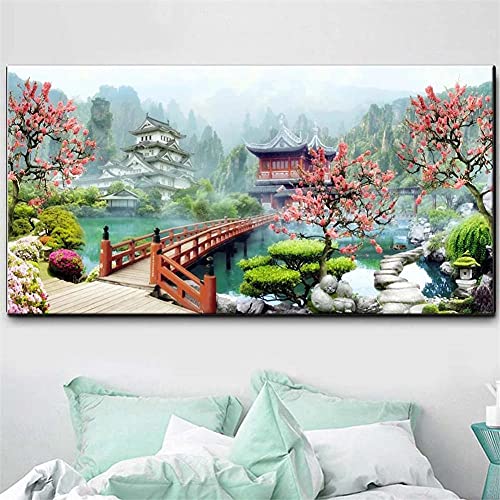 Diamant painting Bilder Kits für Erwachsene,Chinesischer Hof 5D DIY Diamant Malerei Malen Nach Zahlen Große Voll Square Strass Stickerei Kreuzstich Gemälde Art Crafts Home Wall Decor(80x160cm,32x64in) von Funxer