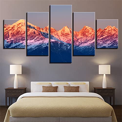 Diamond Painting 5 teilig Kit Sonnenuntergang Schneeberg Groß Erwachsene DIY 5D Diamant Painting Bilder Paint by Numbers Crystal Gem Dotz Full Drill Mosaik Kunst für Hauptwanddekor Geschenk,175x80cm von Funxer