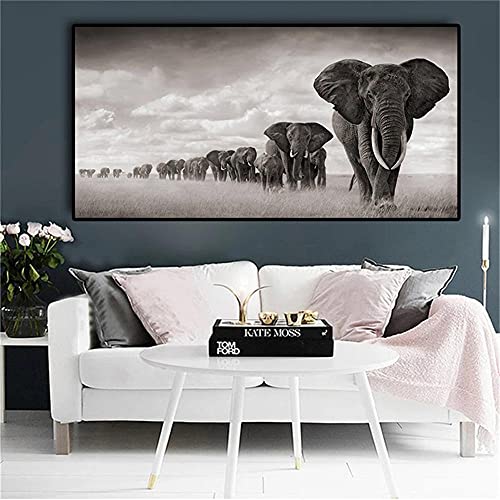 Diamond Painting Afrika Elefanten Diamant Painting Bilder Groß 80x160 cm, 5D Diamant Malerei mit Diamond Painting Zubehör Full Set, DIY Cross Stickerei Deko Wohnzimmer Schlafzimmer Büro Eingang Wand von Funxer