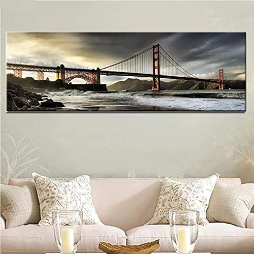 Diamond Painting Full Drill Set, San Francisco Gate Bridge，Square Vollbohrer Kristall ，Große Stickerei Set ，Kreuzstich Bilder ，für Home Wall Decoration(40x120cm,16x48in) H1164 von Funxer