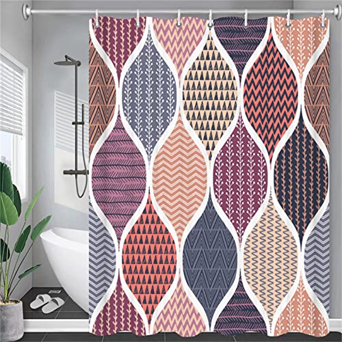 Duschvorhang 200x200cm,Waschbar 3D Shower Curtains,Anti-Schimmel Wasserabweisend Badevorhang,100% Polyester Verdicken Badewanne Vorhang,mit 12 Duschvorhangringen Boho bunt von Funxer