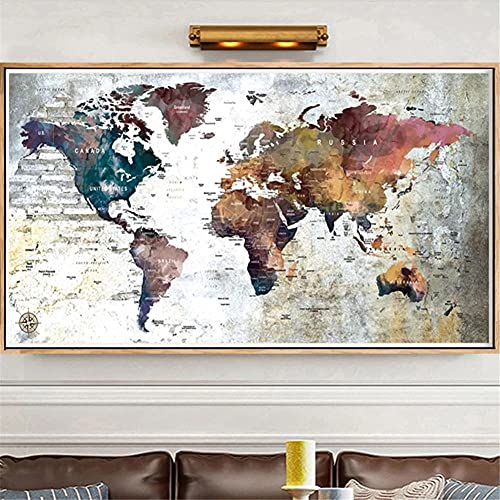 Groß Diamond Painting, DIY 5D Diamant Painting Bilder Weltkarte(2), Full Diamant Malerei Kits Malen nach Zahlen Erwachsene/Kinder/Mädchen Geschenke Bastel Set, Home Room Decor Gemälde, 60x120 cm von Funxer