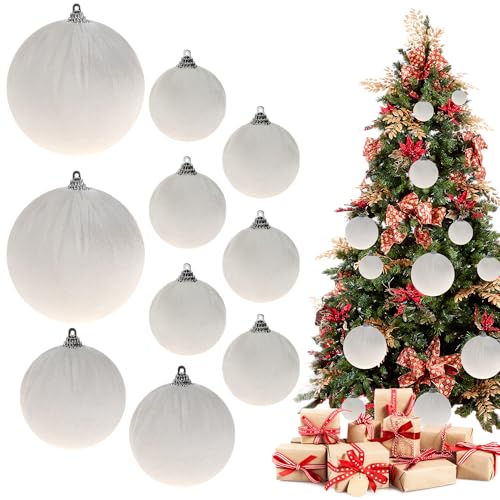 Funzhan 10pcs Weiß Handgefertigt Bälle Samt Hängend Bruchsicher Verzierung Beflockt Dekoration Zartes Christbaumkugel Hochzeit Garden Funzhan 10pcs Weiß Handgefertigt Bälle Samt Hängend Bruchsicher Verzierung Beflockt Dekoration Zartes Christbaumkugel Hochzeit Garden von Funzhan