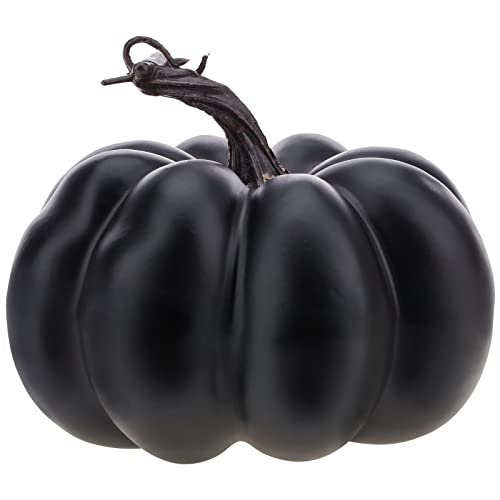 Funzhan 15 cm Groß Schwarz Künstlicher Kürbis Dekoration Herbst Halloween Lebensecht Schaum Faux Kürbis Für Thanksgiving Ernte Feiertag Küche Kamin Dekor von Funzhan