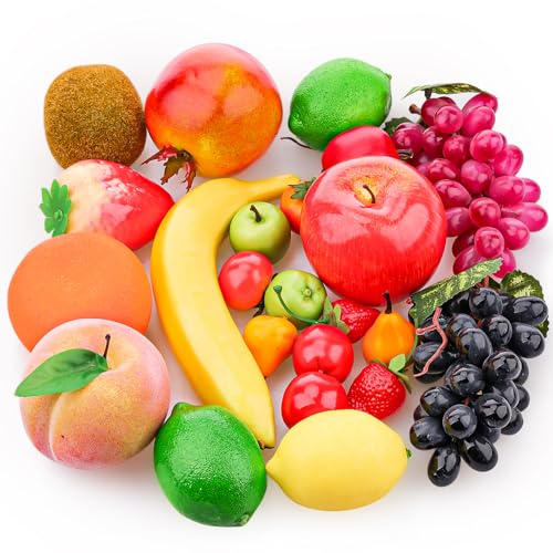 Funzhan 23 Stück Künstliche Frücht Packung, gefälschte Früchte für Heimdekor, Simulation Früchte Set, gefälschte Erdbeere, Zitrone, Bananen, Apfel für Weihnachten Küche Tisch Mittelstück Dekor Funzhan 23 Stück Künstliche Frücht Packung, gefälschte Früchte für Heimdekor, Simulation Früchte Set, gefälschte Erdbeere, Zitrone, Bananen, Apfel für Weihnachten Küche Tisch Mittelstück Dekor von Funzhan