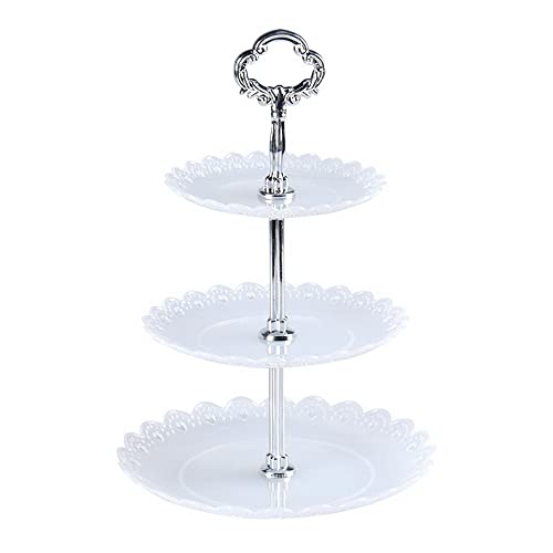 Funzhan 3 Etagen Kuchen Salver Cupcake Steht Gebäck-Servier Platte Plastik Cupcake-Halter Süßigkeiten Donuts Hochzeit Geburtstag von Funzhan