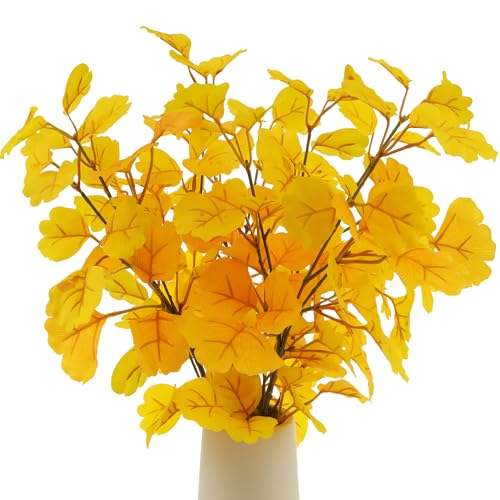 Funzhan 4 Pack künstliche Ginkgo Biloba Stiel 74 cm Lange gelbe Blätter Zweig Herbst Pflanze Dekor Realistisch für Haus Vase Füller Hochzeit Mittelstücke Dekoration DIY Blumenarrangement von Funzhan