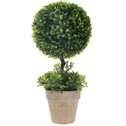 Funzhan 40CM künstliche Topfpflanze Dekoration gefälschte Boxwood Topiary Pflanze Greenery Arrangements in Topf Faux Magnolia Gras Kugel Bonsai Ornament großes Topfmodell Veranda Home Küche von Funzhan