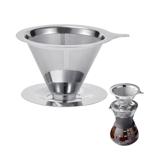 Kaffeefilter Wiederverwendbar, Kaffeefilter aus Edelstahl Permanent Kaffee Filter mit Sockel Spülmaschinengeeignet(1-4 Tassen) von Fuonmka