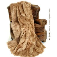 Plüsch Kunstpelz Decke - Tagesdecke Luxus Pelz Hell Golden Braun Wolf Coyote Minky Kuschelfell Futter Akzente Usa von FurAccents