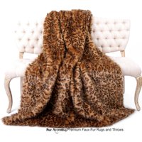 Plüsch Kunstpelz Decke - Tagesdecke Luxus Pelz Mittelbraun Fancy Leopard Minky Kuschelfell Futter Akzente Usa von FurAccents