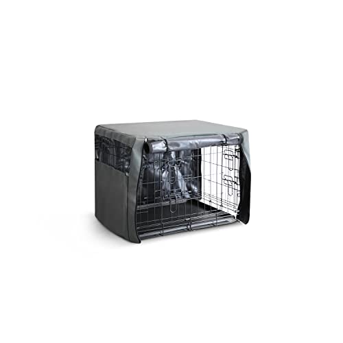 FurDreams Hundekäfig-Abdeckung, 61 cm, Winddicht, mit 2 Türen (vorne und seitlich) mit atmungsaktivem Air-Mesh – robuste Box, perfekt für Welpentraining (S) von FurDreams