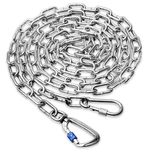 Schwerlast 10FT Metall-Hundekettenleine, Kaussicher & Rostfest, Mit Drehbarem Haken, Outdoor Hundebindekabel für Garten, Camping & Training, Für Mittel- bis Großhunde bis 150lbs von Furggis