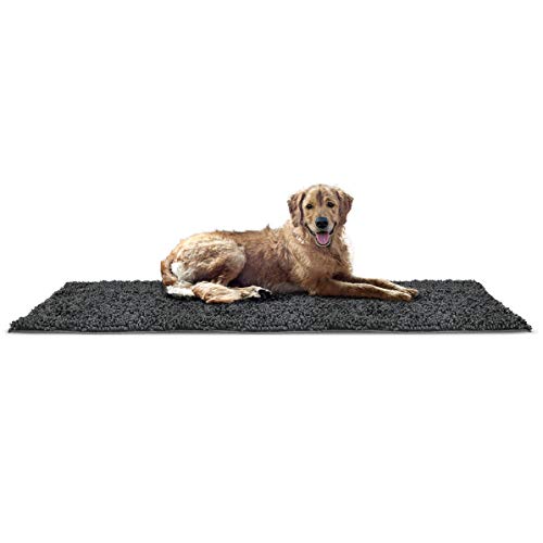 Furhaven XXL Runner Pet Door Mat Muddy Paws Absorbent Chenille Shammy Rug, Washable - Charcoal (Gray), Runner von Furhaven