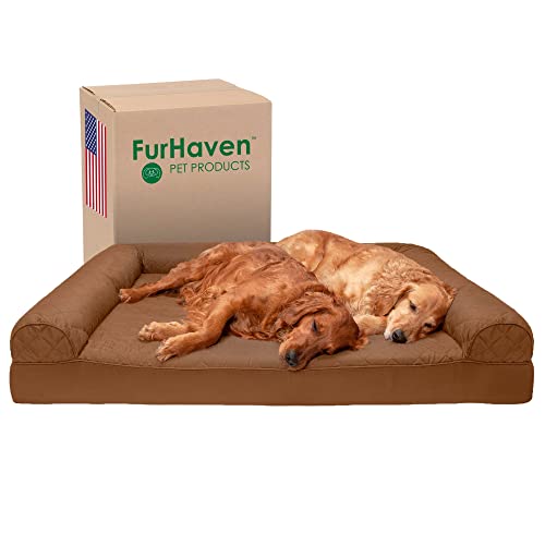 Furhaven XXL Orthopedic Dog Bed Quilted Sofa-Style w/Removable Washable Cover - Toasted Brown, Jumbo Plus (XX-Large) von Furhaven