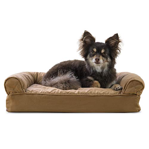 Furhaven Haustierbett für Hunde und Katzen, orthopädisches Sofa, Wohnzimmer, Couch für Hunde und Katzen, erhältlich Designs, Memory-Foam, Small (Memory Foam), Toasted Brown von Furhaven Pet