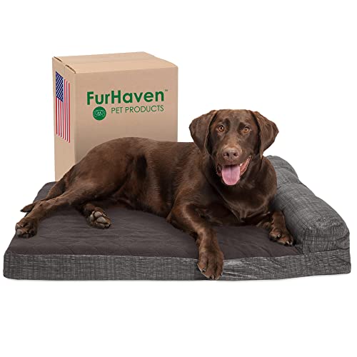 Furhaven Pet Espresso Deluxe Recamiere Cooling Gel Top Sofa Pet Bett von Furhaven