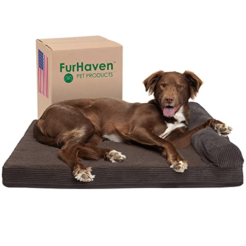 Furhaven Pet Espresso Deluxe Recamiere Cooling Gel Top Sofa Pet Bett von Furhaven