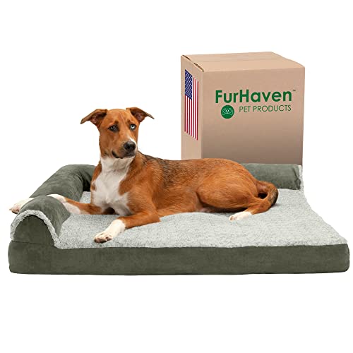 Furhaven Pet Espresso Deluxe Recamiere Cooling Gel Top Sofa Pet Bett von Furhaven