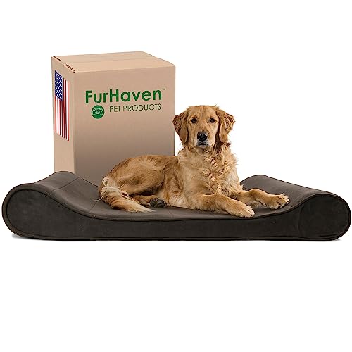 Furhaven Orthopädisches Hundebett, Mikrosamt, Luxus-Liege mit abnehmbarem, waschbarem Bezug, Espresso, Jumbo, Größe XL von Furhaven