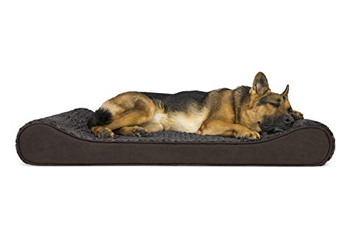 Furhaven Orthopädisches Hundebett für große Hunde mit abnehmbarem waschbarem Bezug, für Hunde bis zu 34 kg – ultraweiches Kunstfell & Wildleder, Luxe-Liege, Kontur-Matratze, Schokoladenbraun, Jumbo/XL von Furhaven