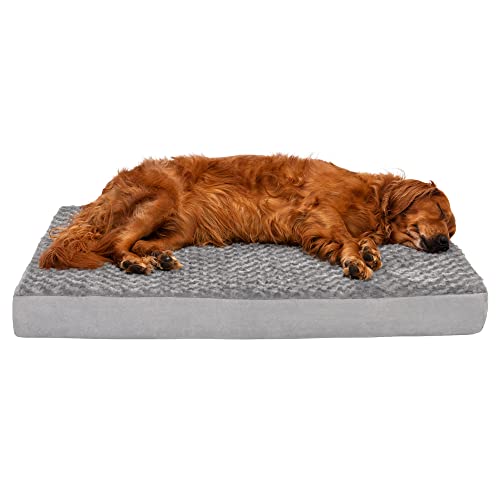 Furhaven XL Orthopedic Dog Bed Ultra Plush Faux Fur & Suede Mattress w/Removable Washable Cover - Gray, Jumbo (X-Large) von Furhaven
