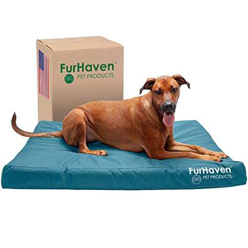 Furhaven XL Orthopedic Dog Bed Water-Resistant Indoor/Outdoor Logo Print Oxford Polycanvas Mattress w/Removable Washable Cover - Deep Lagoon, Jumbo (X-Large von Furhaven