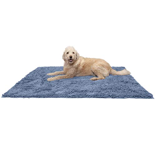 Furhaven Hochsaugfähige Hunde-Fußmatte für schlammige Pfoten, 152,4 x 121,9 cm, 100% waschbar, perfekt für Eingangsbereich, Küche und Badezimmer, Chenille-Shammy-Teppich, Blau, Jumbo Plus/XXXL von Furhaven