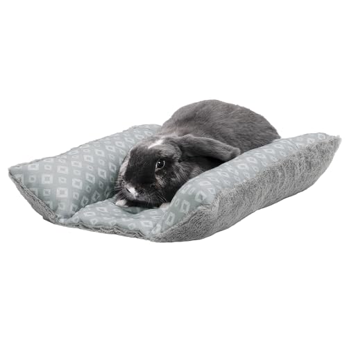 Furhaven Katzenbett für Wohnungskatzen, waschbar mit abnehmbaren Nackenrollen, für Haustiere bis zu 4,1 kg – Plüsch & Diamant-Print Kuschelmatte – Grau, Größe S von Furhaven