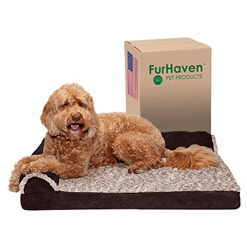 Furhaven Large Orthopedic Dog Bed Two-Tone Faux Fur & Suede L Shaped Chaise w/Removable Washable Cover - Espresso, Large Furhaven Large Orthopedic Dog Bed Two-Tone Faux Fur & Suede L Shaped Chaise w/Removable Washable Cover - Espresso, Large von Furhaven
