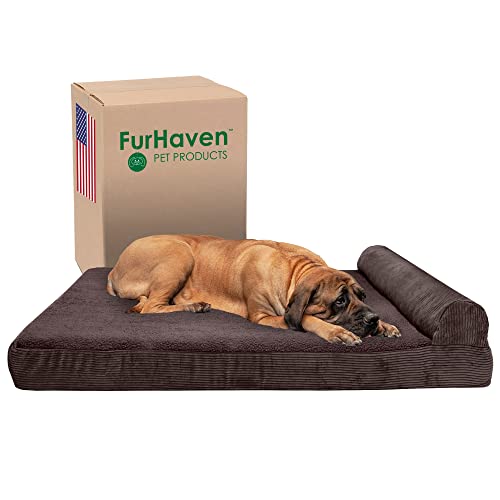 Furhaven Orthopädisches Hundebett für große Hunde mit abnehmbarer Nackenrolle und waschbarem Bezug, für Hunde bis zu 56,7 kg – Fleece und Cord Nackenrolle Chaiselongue – dunkles Taupe (Dark Espresso), Furhaven Orthopädisches Hundebett für große Hunde mit abnehmbarer Nackenrolle und waschbarem Bezug, für Hunde bis zu 56,7 kg – Fleece und Cord Nackenrolle Chaiselongue – dunkles Taupe (Dark Espresso), von Furhaven