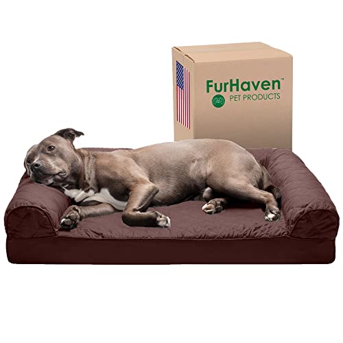 Furhaven Large Orthopedic Dog Bed Quilted Sofa-Style w/Removable Washable Cover - Coffee, Large von Furhaven