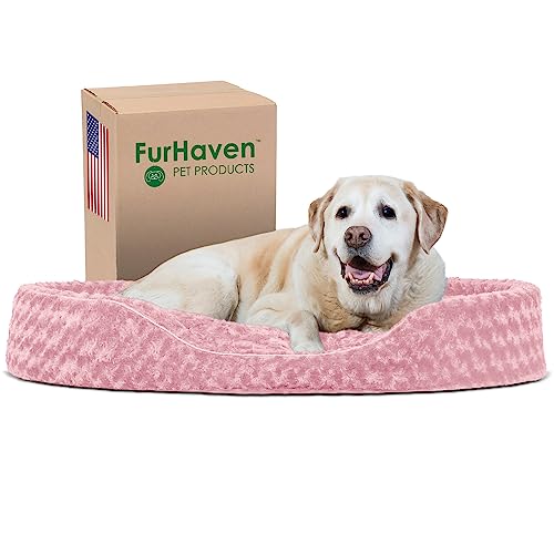 Furhaven Ultra Plush Haustierbett, oval, Jumbo, Erdbeere von Furhaven