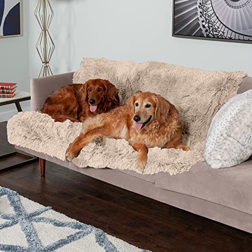 Furhaven XL Waterproof Calming Plush Long Faux Fur & Velvet Dog Blanket, Washable - Taupe, Extra Large von Furhaven