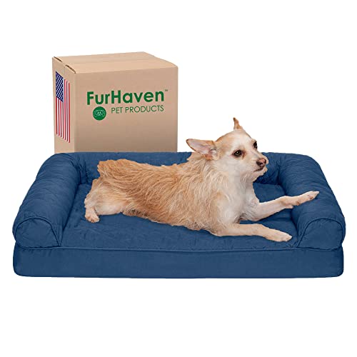 Furhaven Medium Orthopedic Dog Bed Quilted Sofa-Style w/Removable Washable Cover - Navy, Medium von Furhaven
