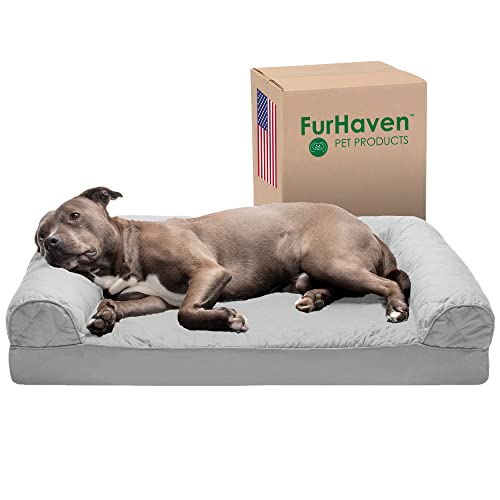 Furhaven Large Orthopedic Dog Bed Quilted Sofa-Style w/Removable Washable Cover - Silver Gray, Large von Furhaven